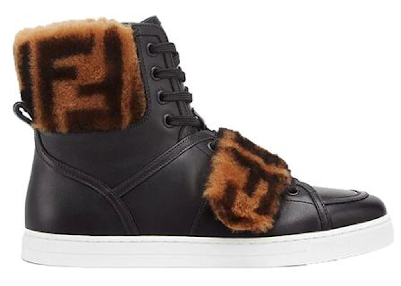 Fendi High Top Black Logo Fur (Women's)