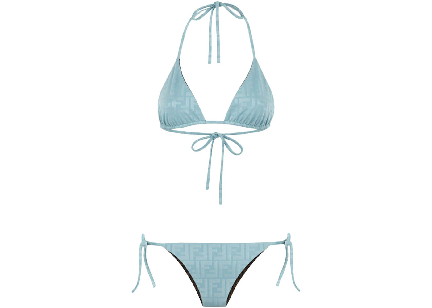 Fendi Jacquard FF Motif Two-Piece Swimsuit Light Blue