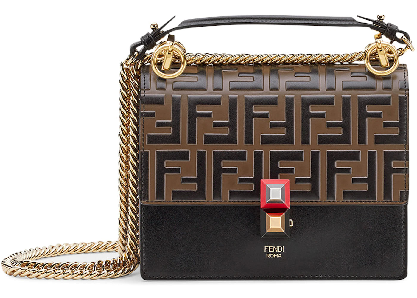 Fendi Kan I Shoulder Bag FF Small Black/Brown