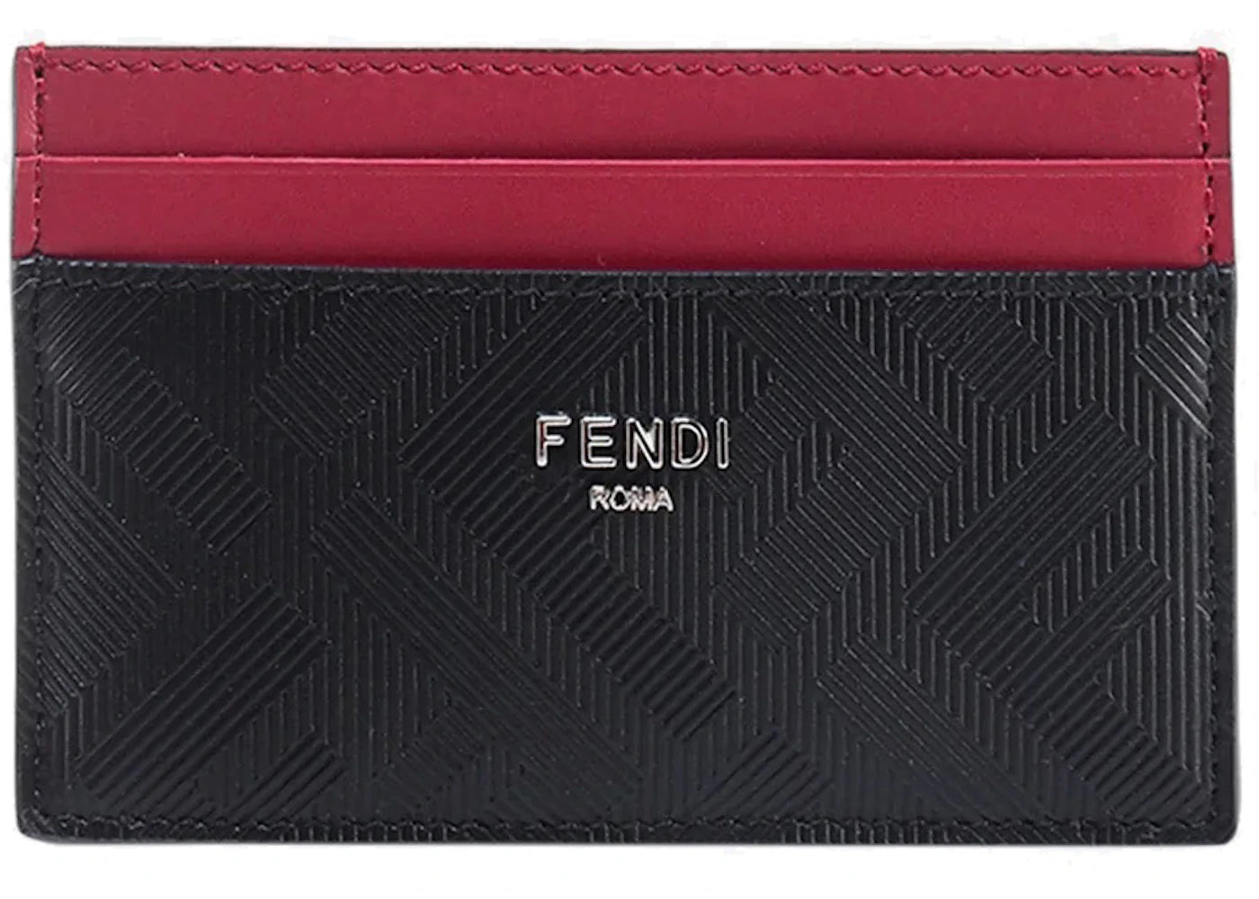 Fendi Leather Card Holder With FF Motif Black/Red