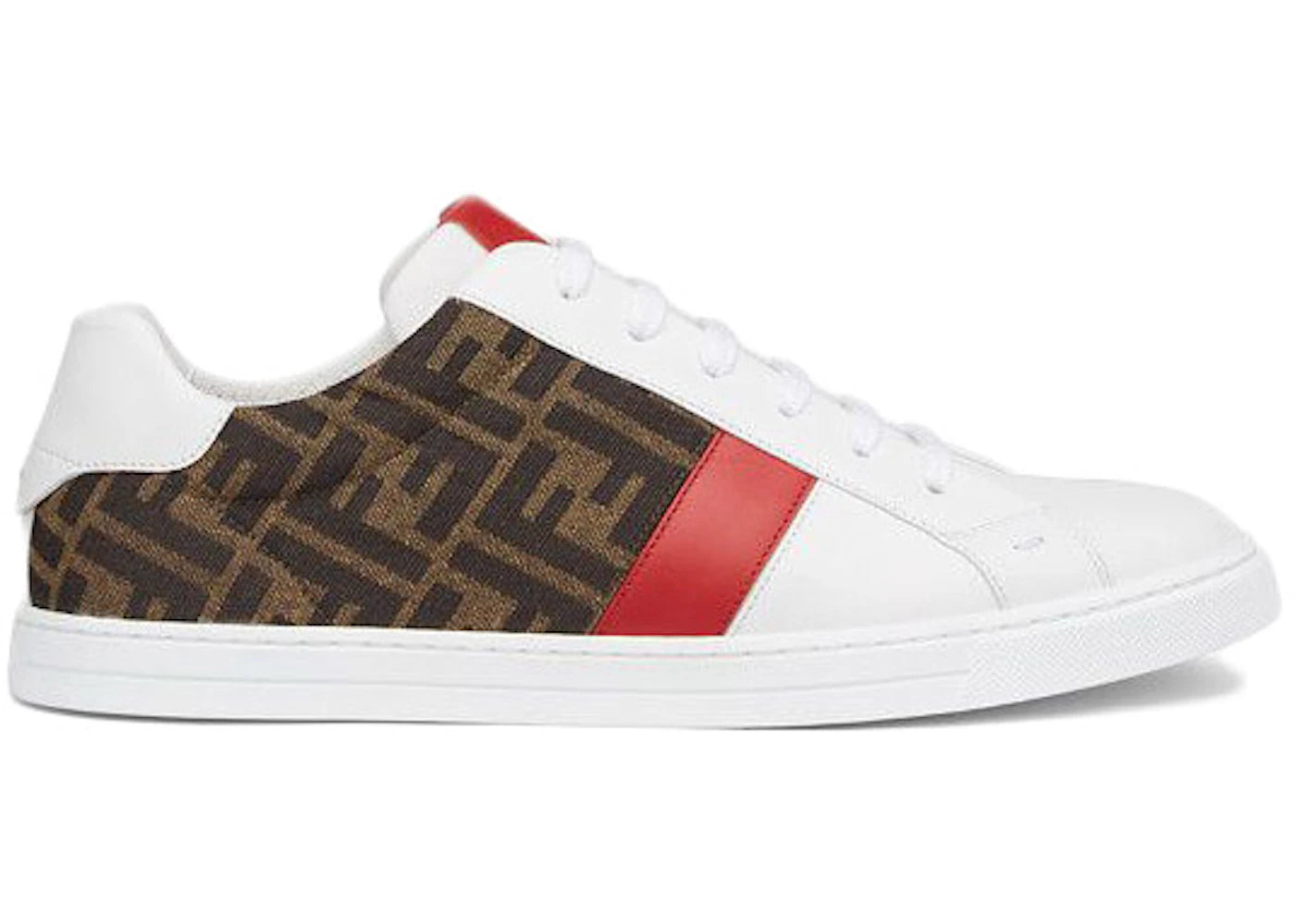 Fendi Leather Low Top White Red