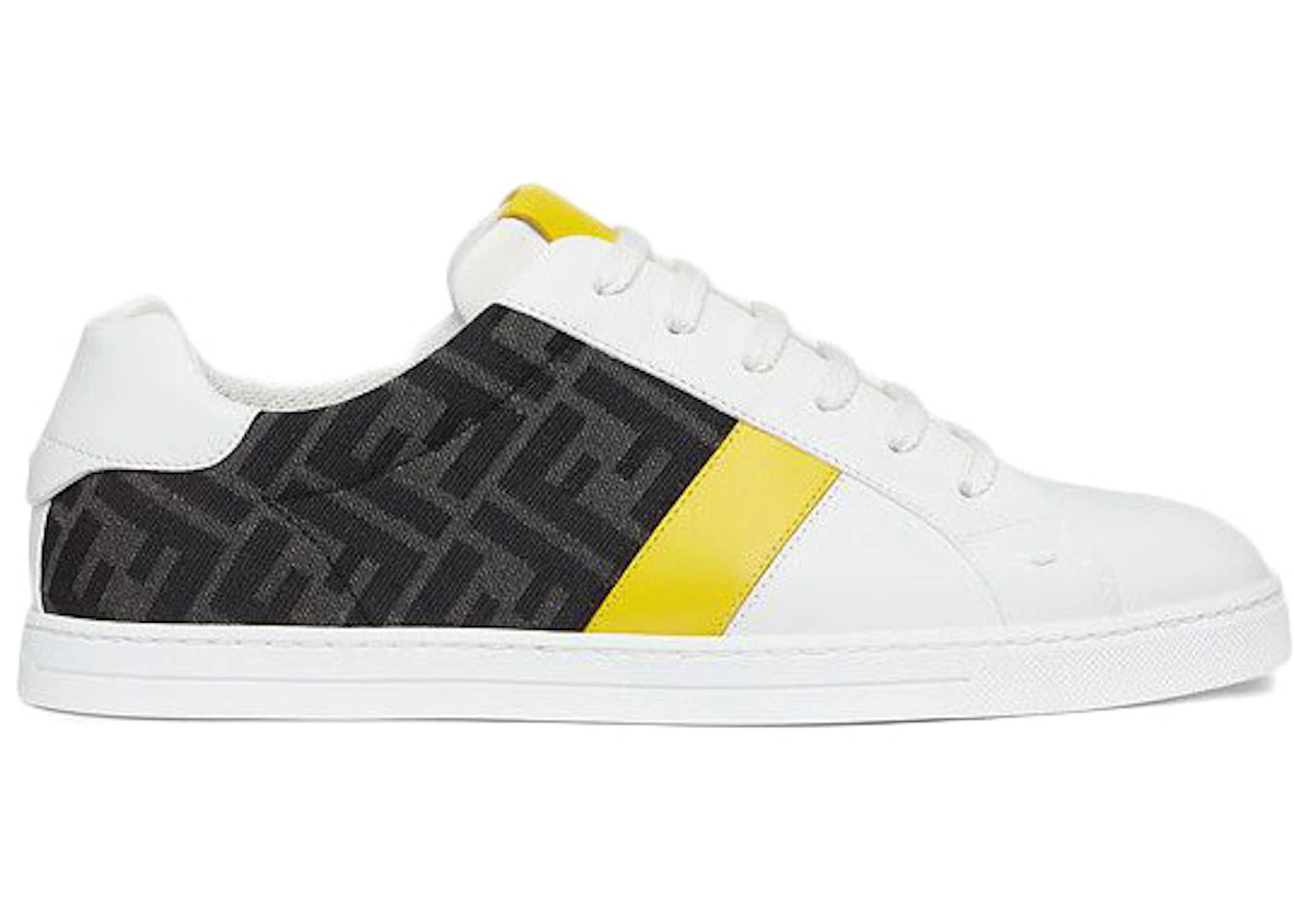 Fendi Leather Low Top White Yellow