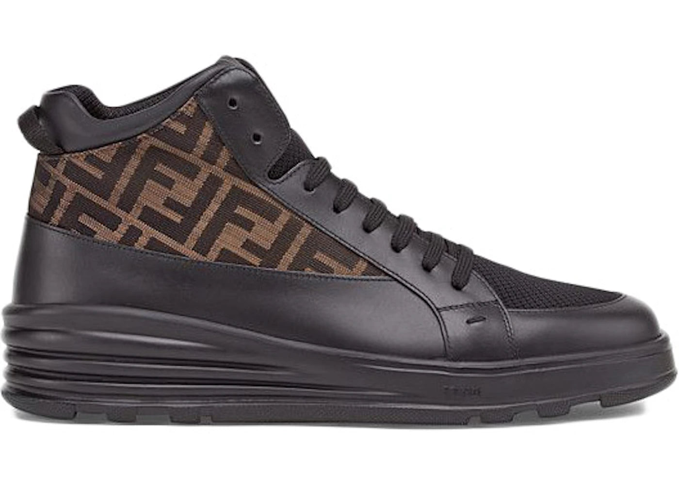 Fendi Leather Mid Top Black Brown