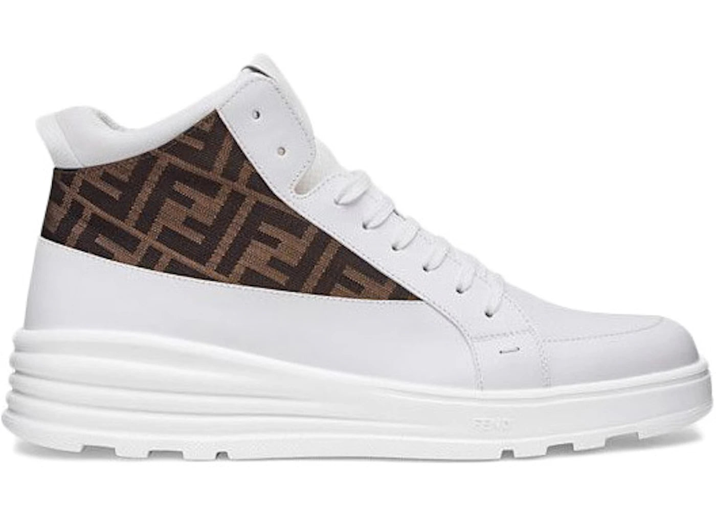 Fendi Leather Mid Top White Brown