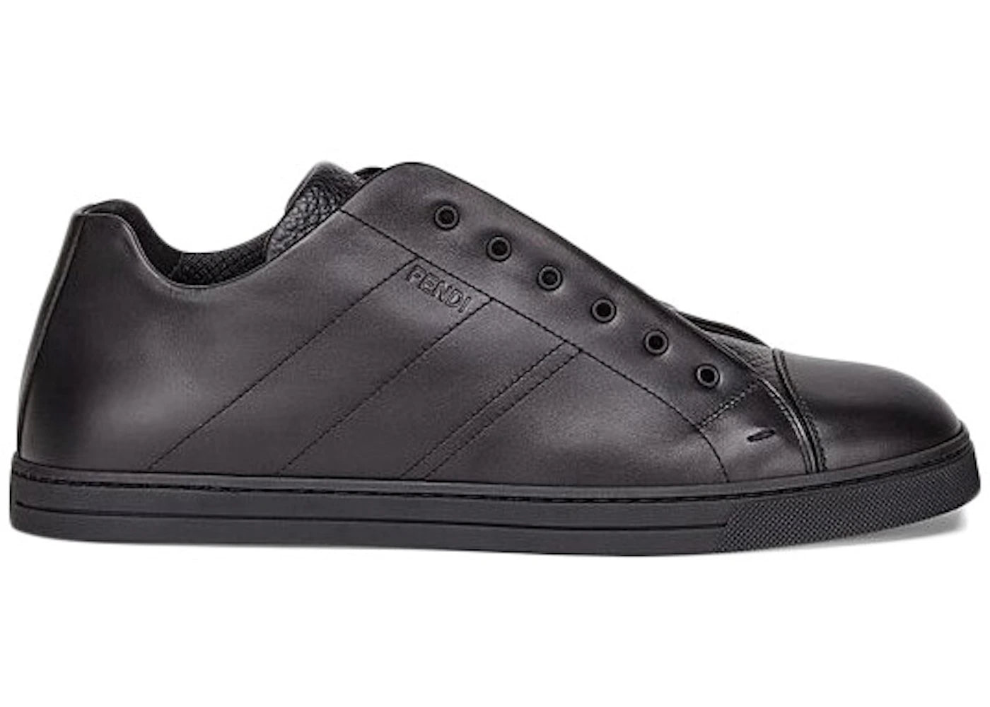 Fendi Leather Slip Ons Triple Black