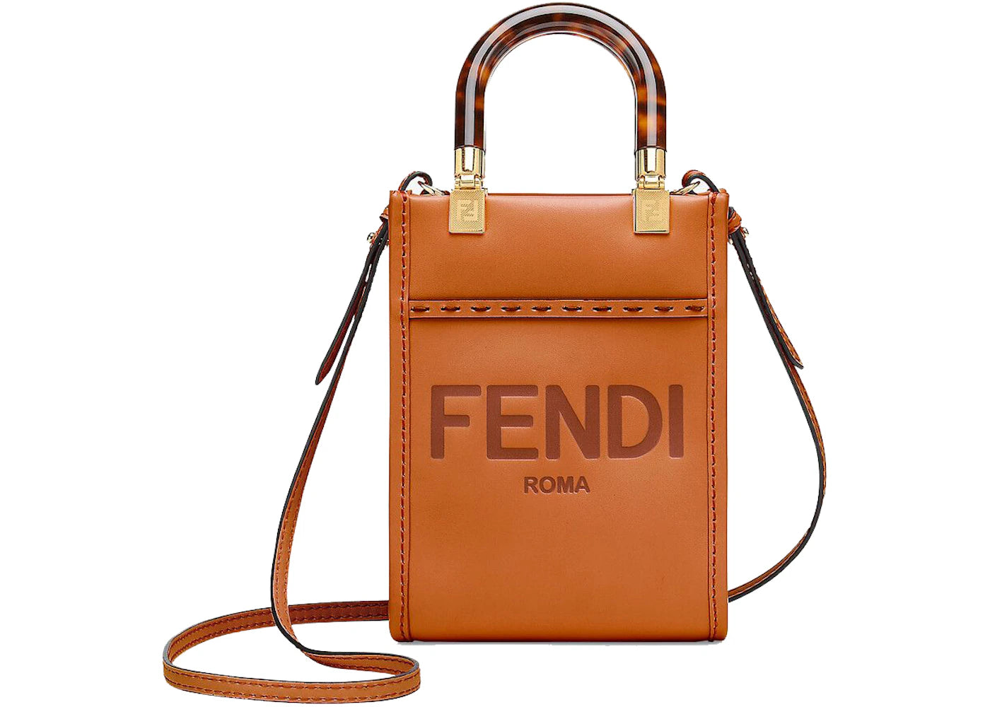 Fendi Mini Sunshine Shopper Dark Brown