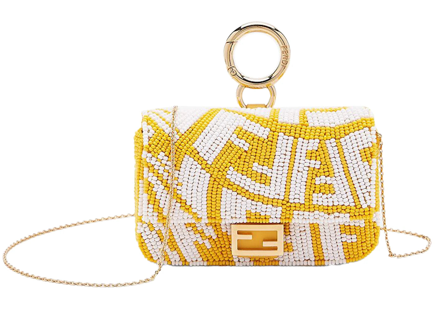 Fendi Nano Baguette Charm Yellow/White