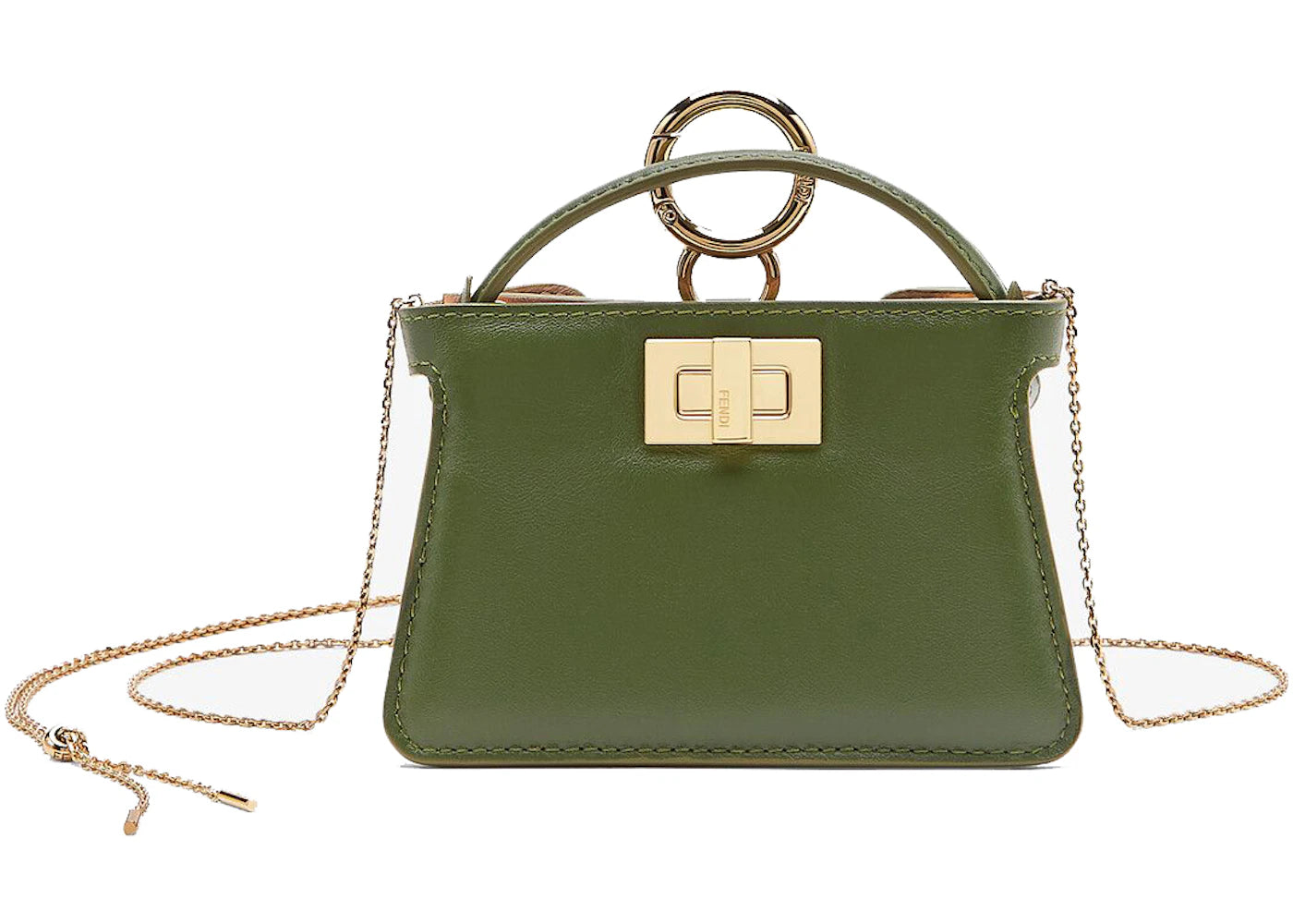 Fendi Nano Peekaboo Charm Crossbody Bag Green