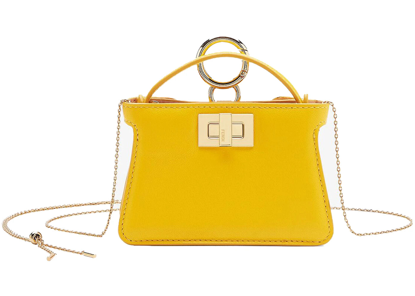 Fendi Nano Peekaboo Charm Crossbody Bag Yellow