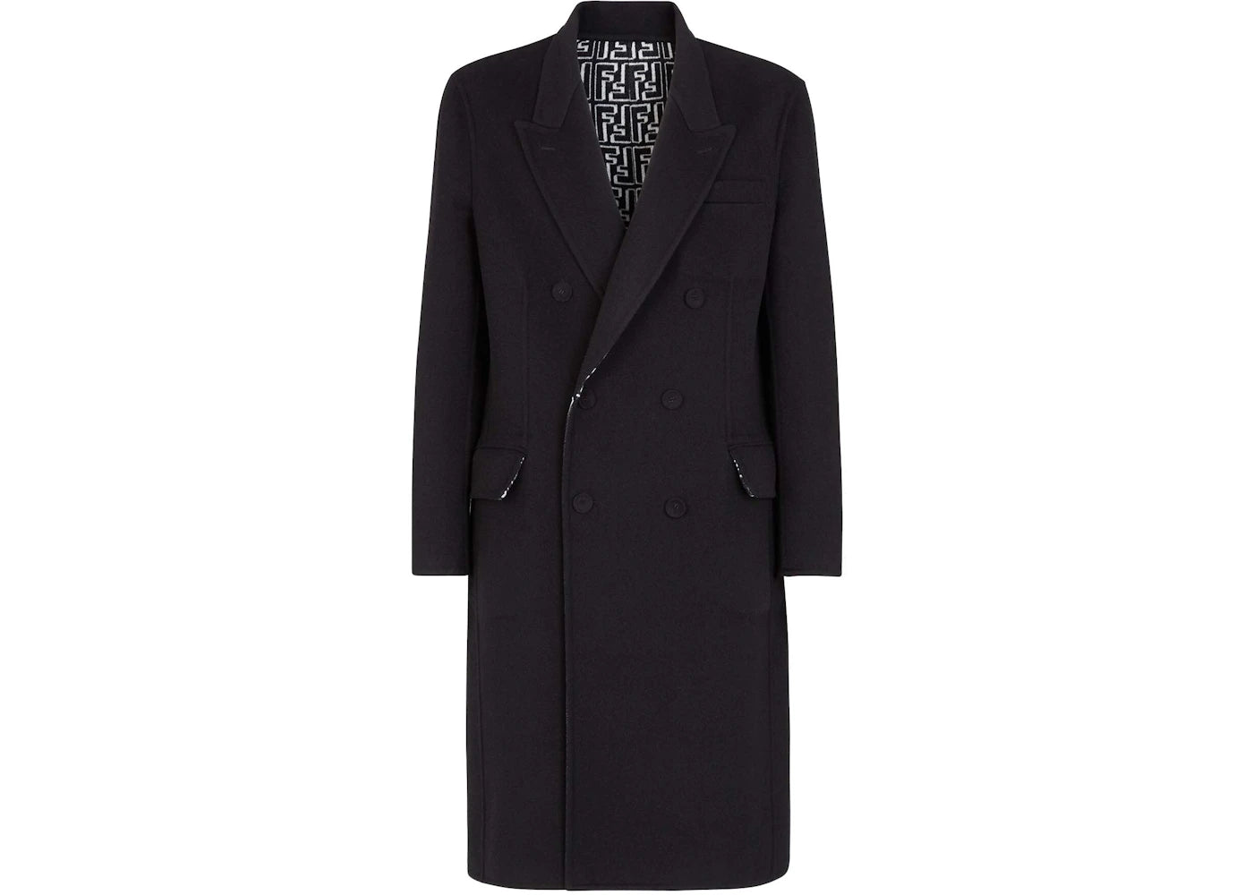 Fendi Reversible Double-Breasted Wool Coat Black