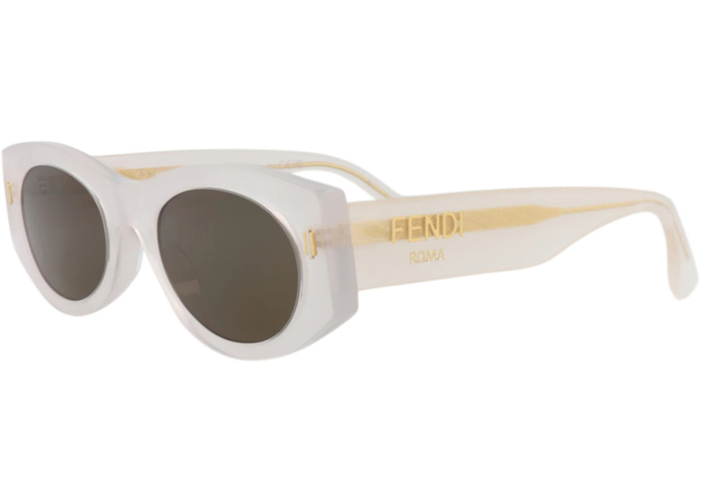Fendi Round Sunglasses White White Brown (FE40125I-52-21E)