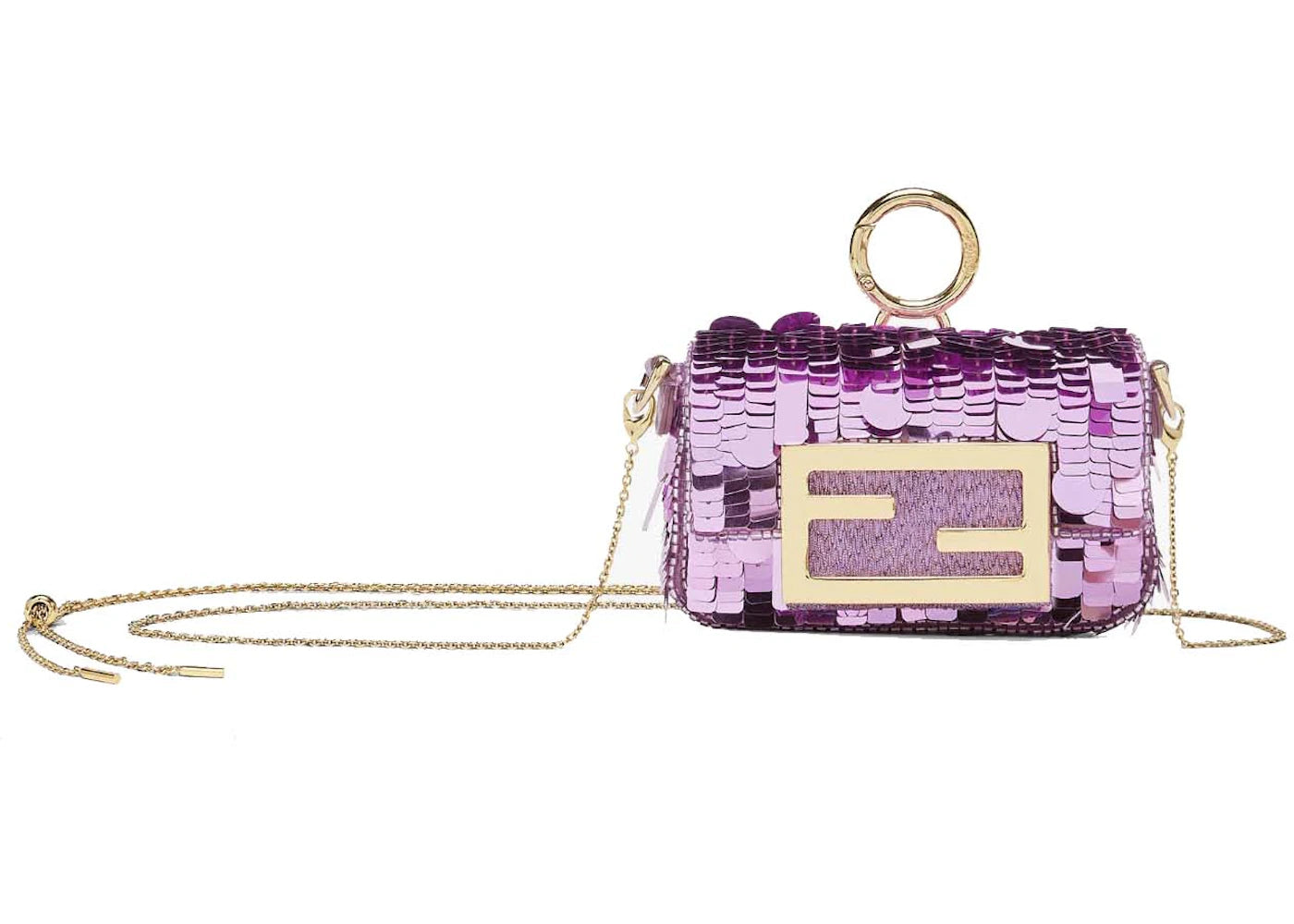 Fendi Sequin Nano Baguette Charm Light Purple