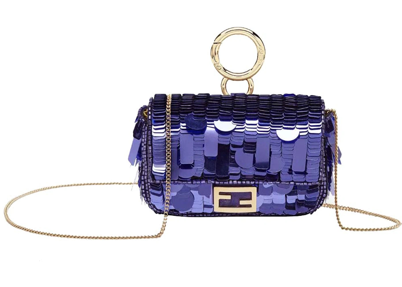 Fendi Sequin Nano Baguette Charm Purple