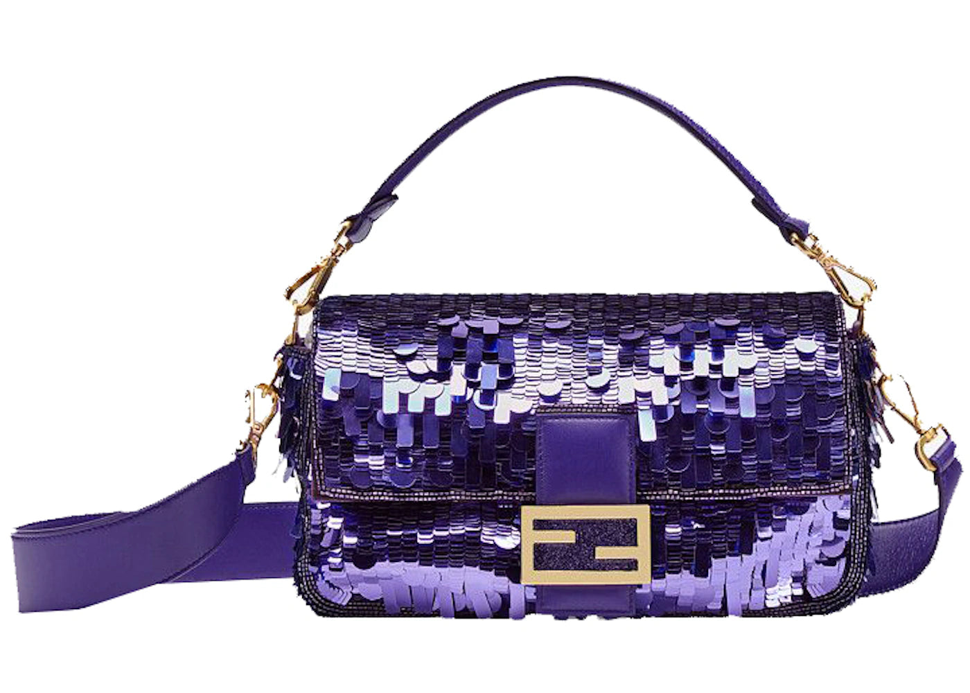 Fendi Sequined Baguette Bag Medium Purple