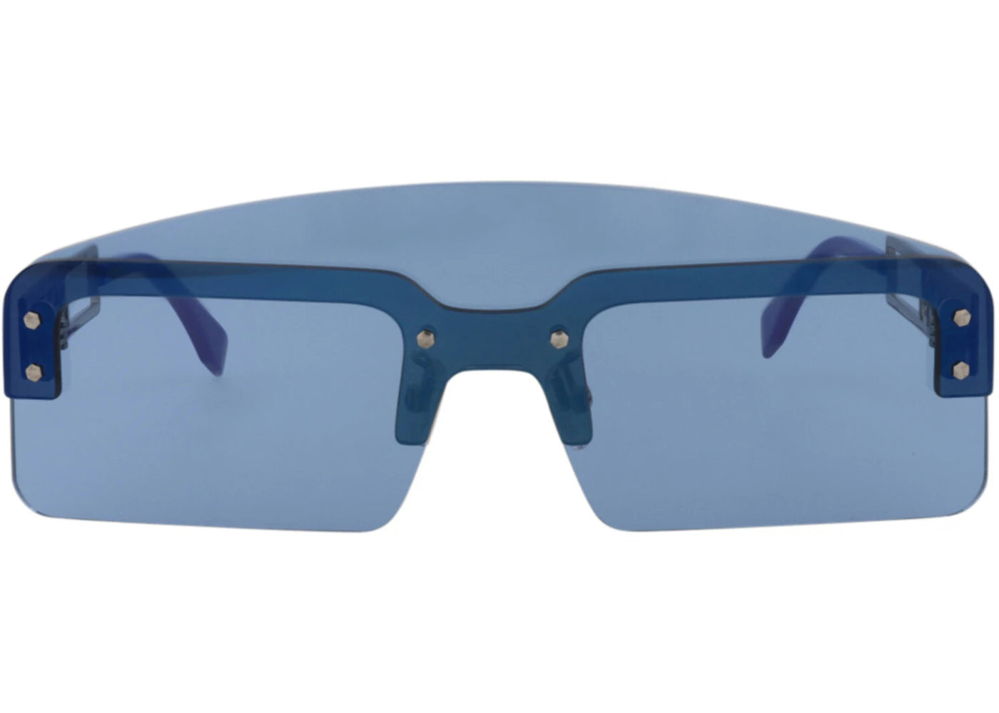 Fendi Shield-Frame Metal Sunglasses Ruthenium Ruthenium Blue (FE40023U-00-12V)