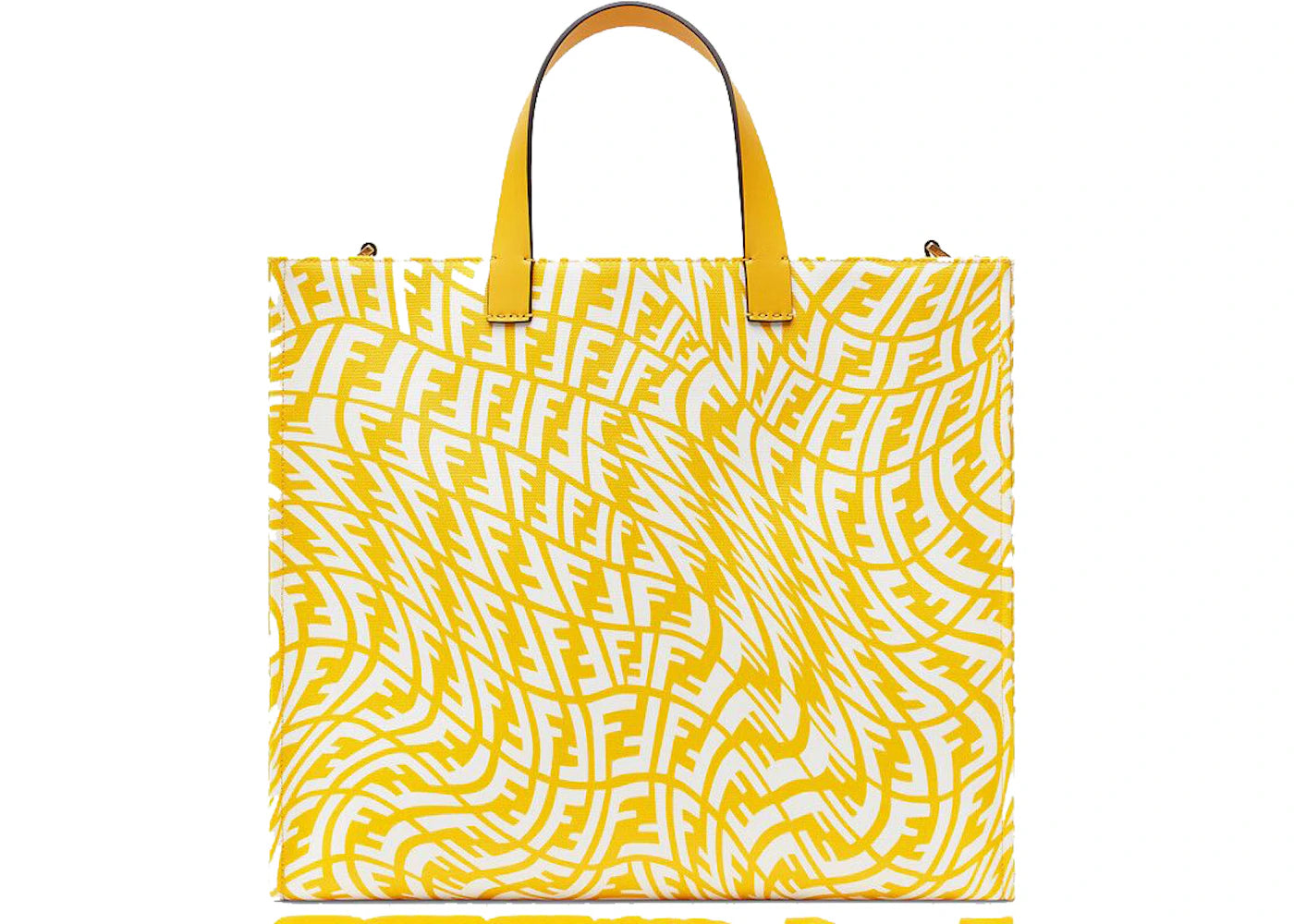 Fendi Shopper Tote Bag FF Vertigo Print Yellow