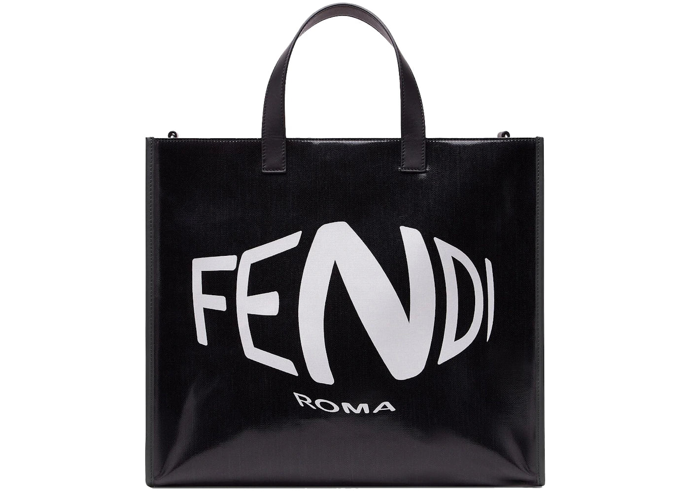 Fendi Shopper Tote Roma Logo Black