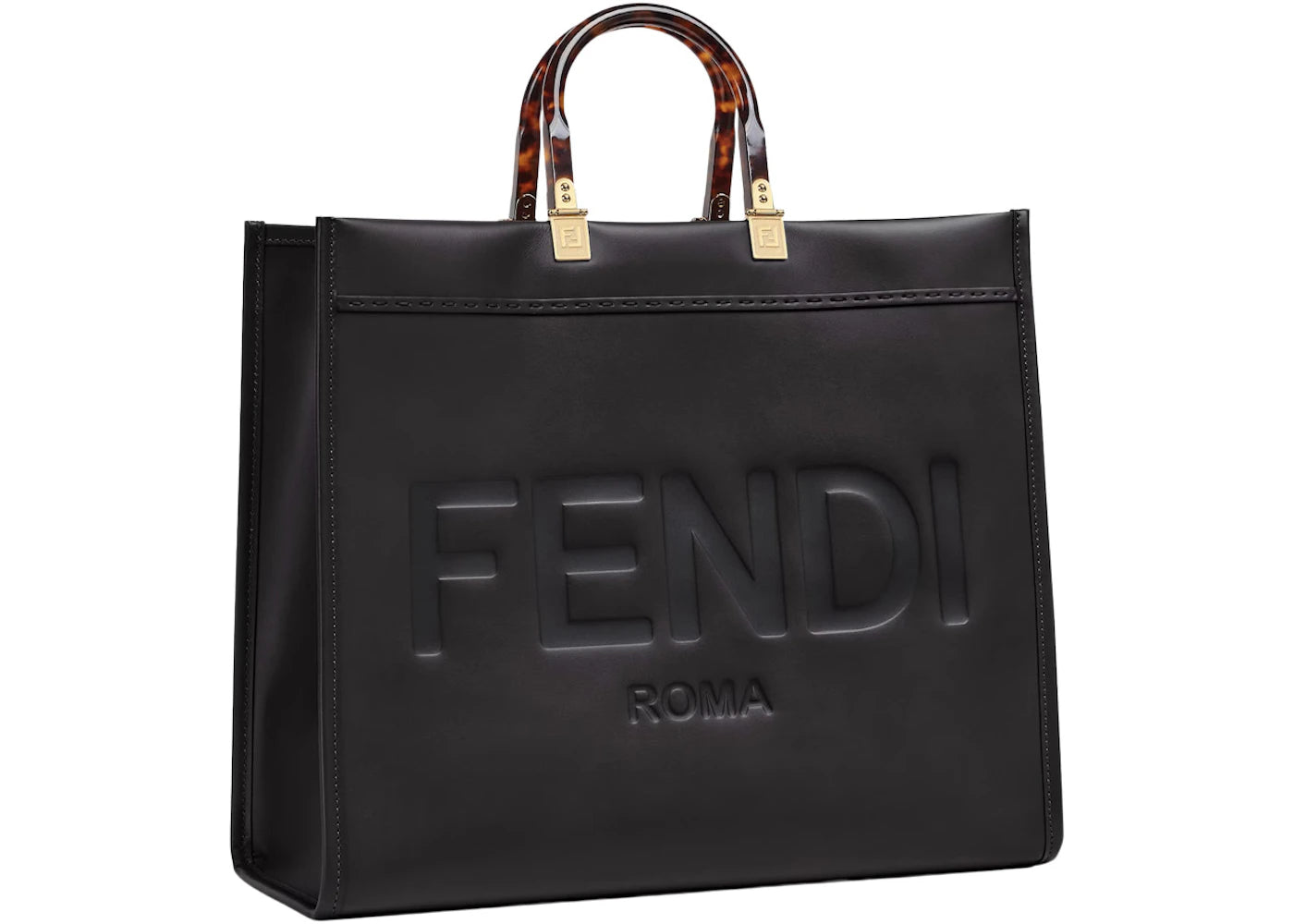 Fendi Sunshine Large Black Leather Shopper Black