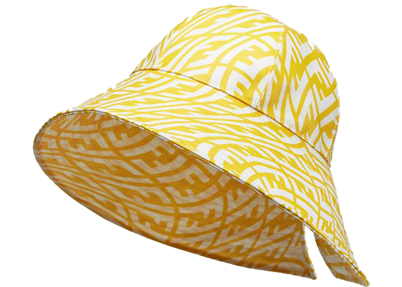 Fendi Wide Brimmed FF Motif Hat Yellow