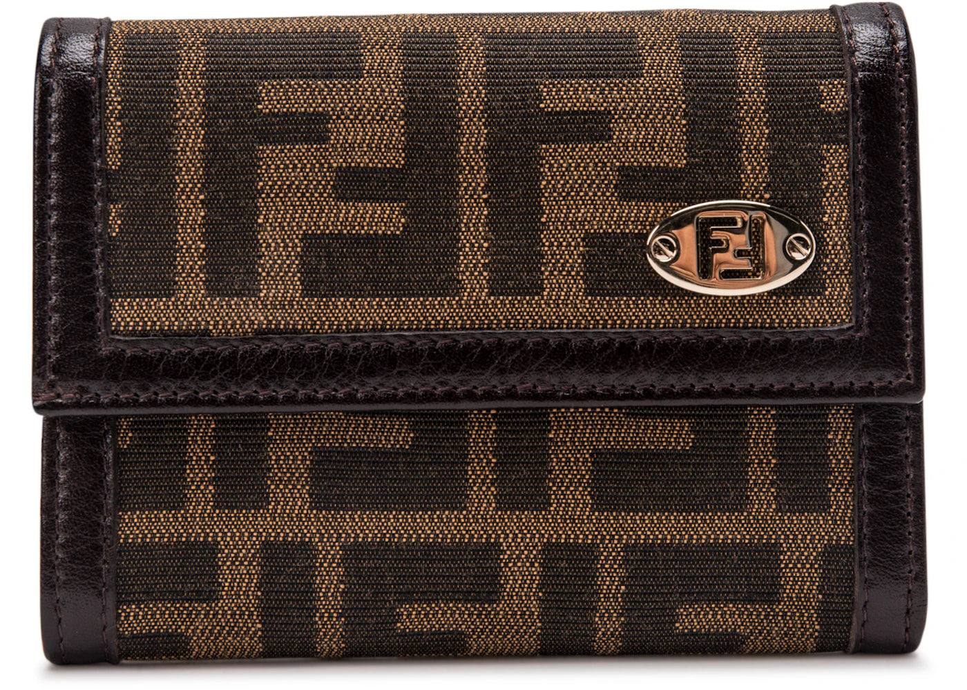 Fendi Zucca Flap Wallet Monogram Brown