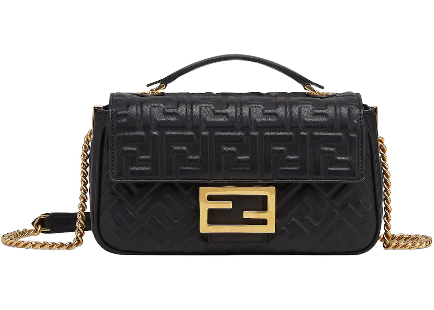 Fendi by Marc Jacobs Baguette Chain Midi Black Nappa Leather Bag