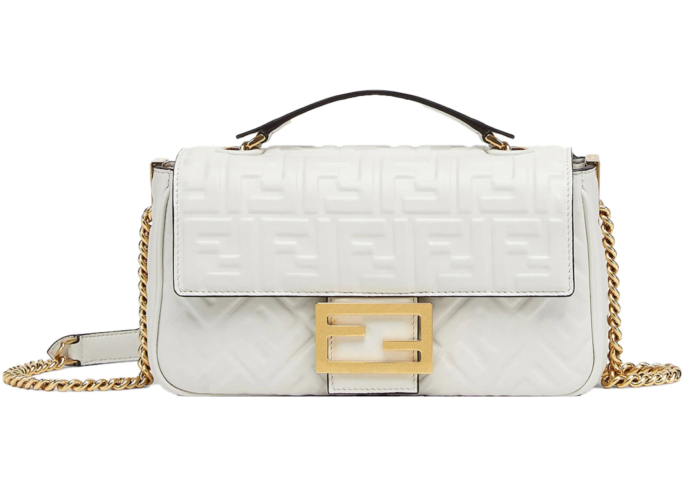 Fendi by Marc Jacobs Baguette Chain Midi White Nappa Leather Bag