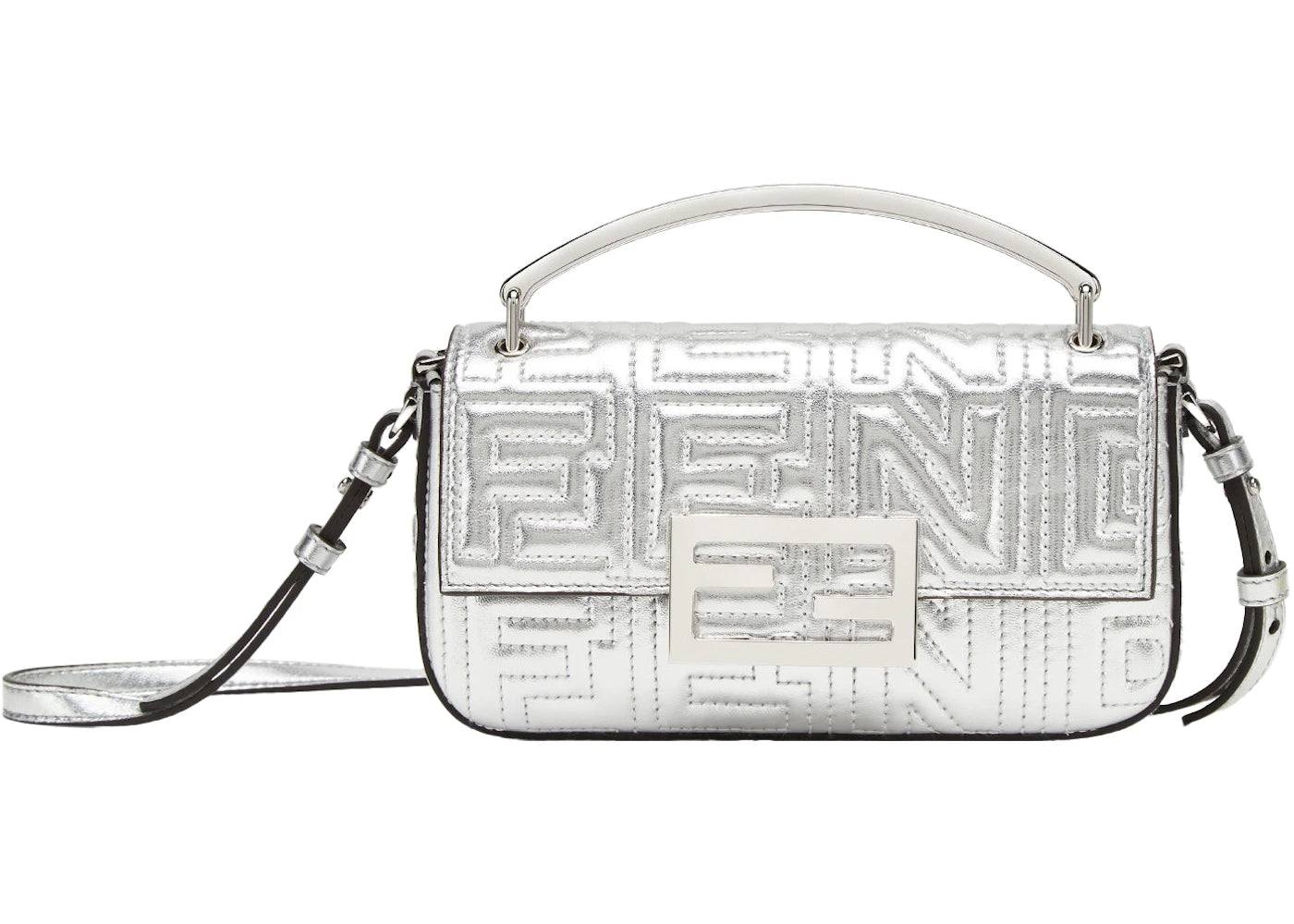 Fendi by Marc Jacobs Baguette Phone Pouch Silver-Colored Leather Pouch