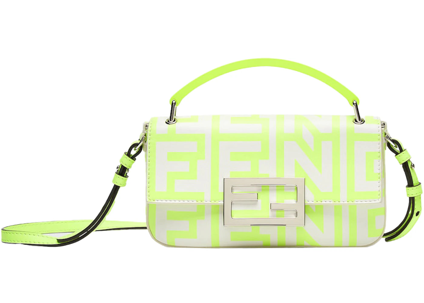 Fendi by Marc Jacobs Baguette Phone Pouch White/Neon Yellow Nappa Leather Pouch