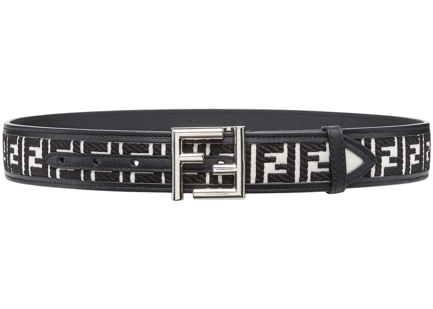 Fendi by Marc Jacobs FF Belt Black And White Canvas Belt With FF Embroidery