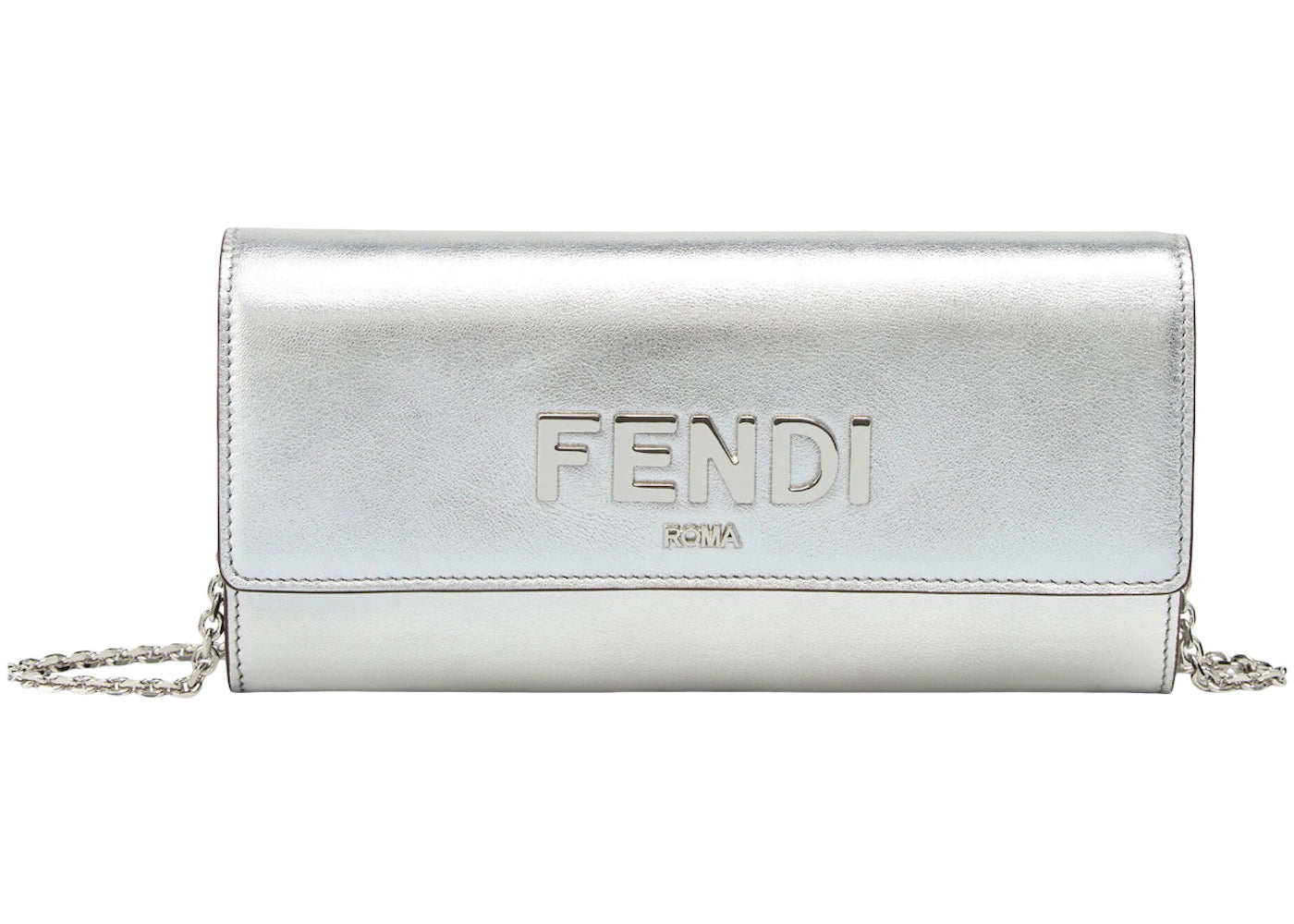 Fendi by Marc Jacobs Fendi Roma Continental with Chain Silver-Colored Leather Wallet