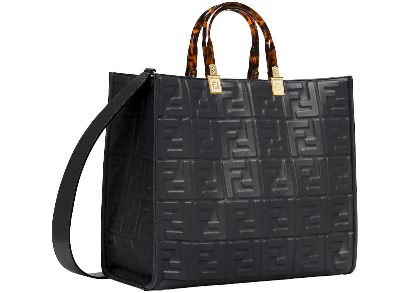 Fendi by Marc Jacobs Fendi Sunshine Medium Black Leather with Raised 3D-Texture Shopper