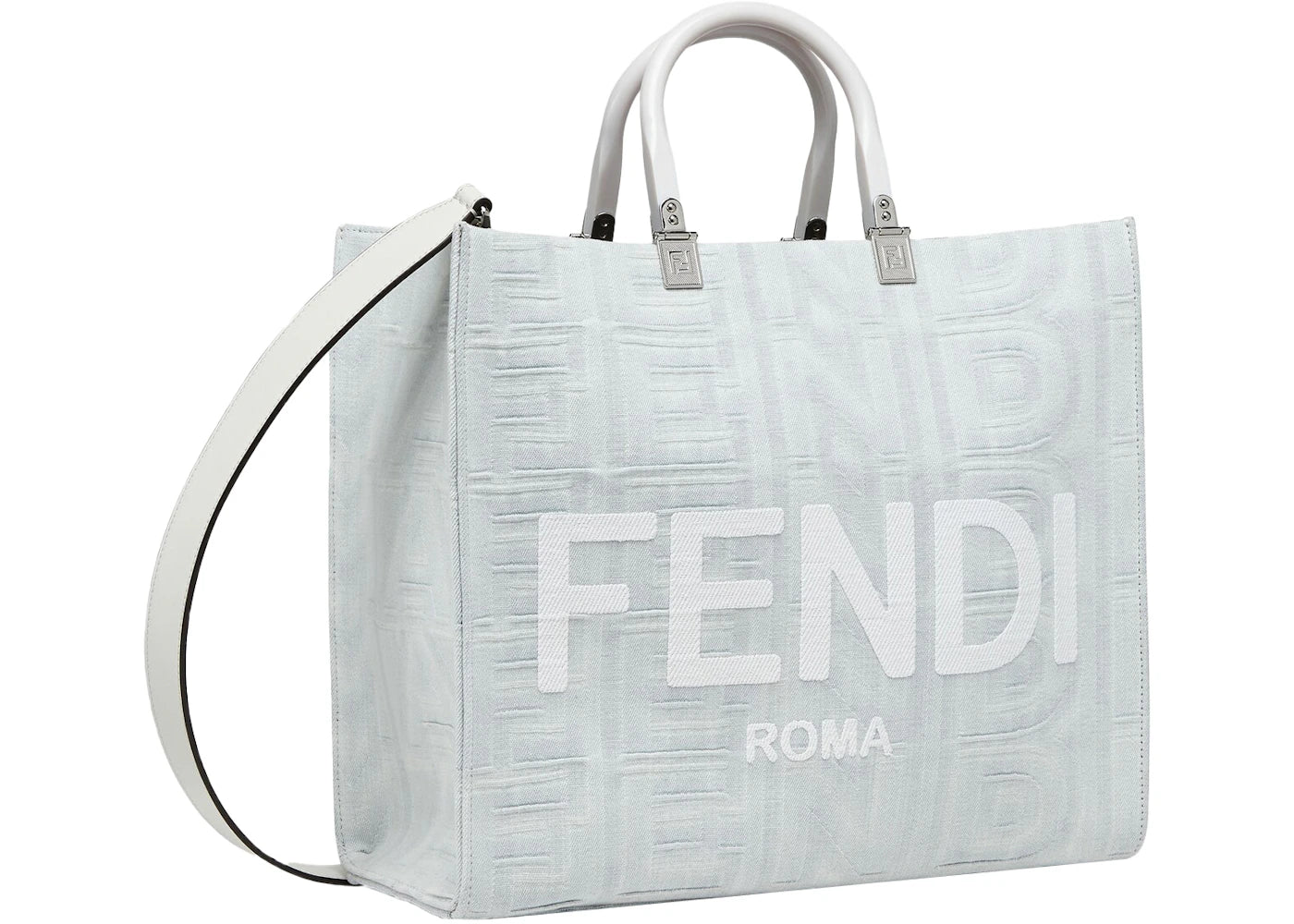 Fendi by Marc Jacobs Fendi Sunshine Medium White Denim Shopper Bag