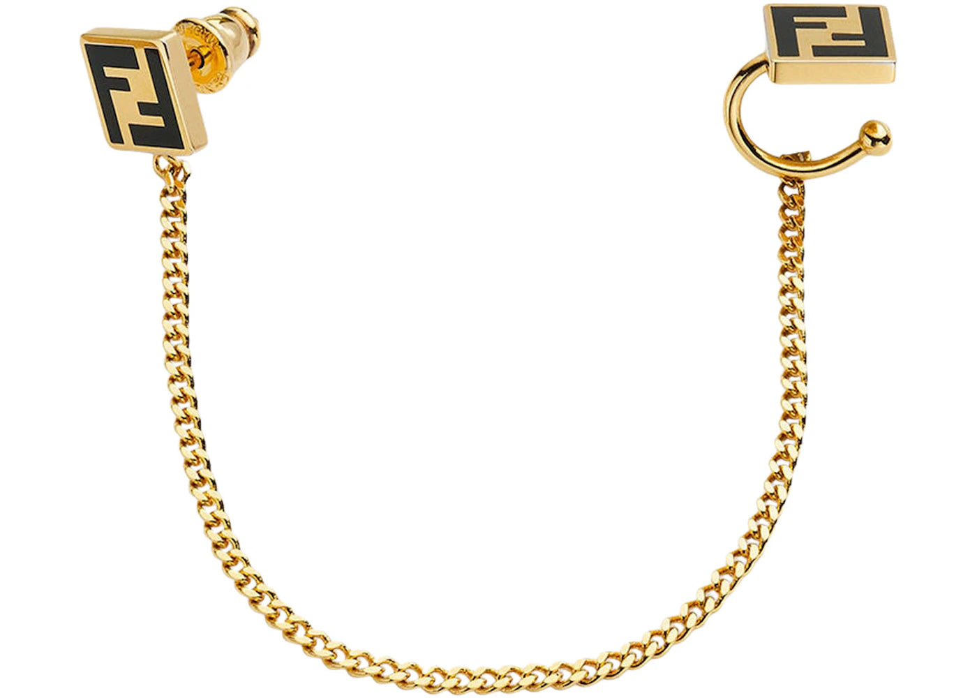 Fendi by Marc Jacobs Forever Fendi Earcuff Gold-Color Earring with Fine Hanging Chain