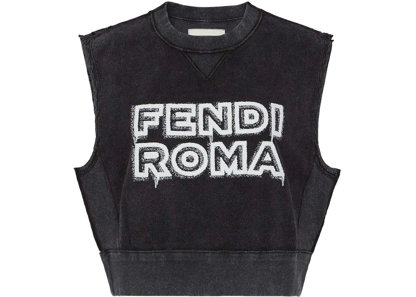 Fendi by Marc Jacobs Jersey Sleeveless Cropped Sweatshirt Black