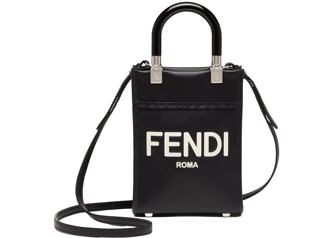 Fendi by Marc Jacobs Mini Sunshine Shopper Black Leather with Hot-Stamped Mini-Bag