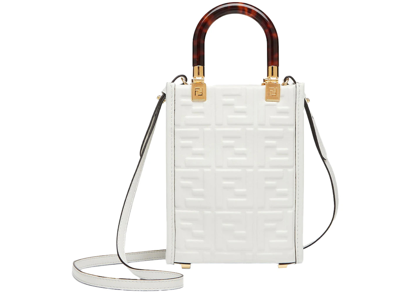 Fendi by Marc Jacobs Mini Sunshine Shopper White Leather with 3D Texture Mini Bag