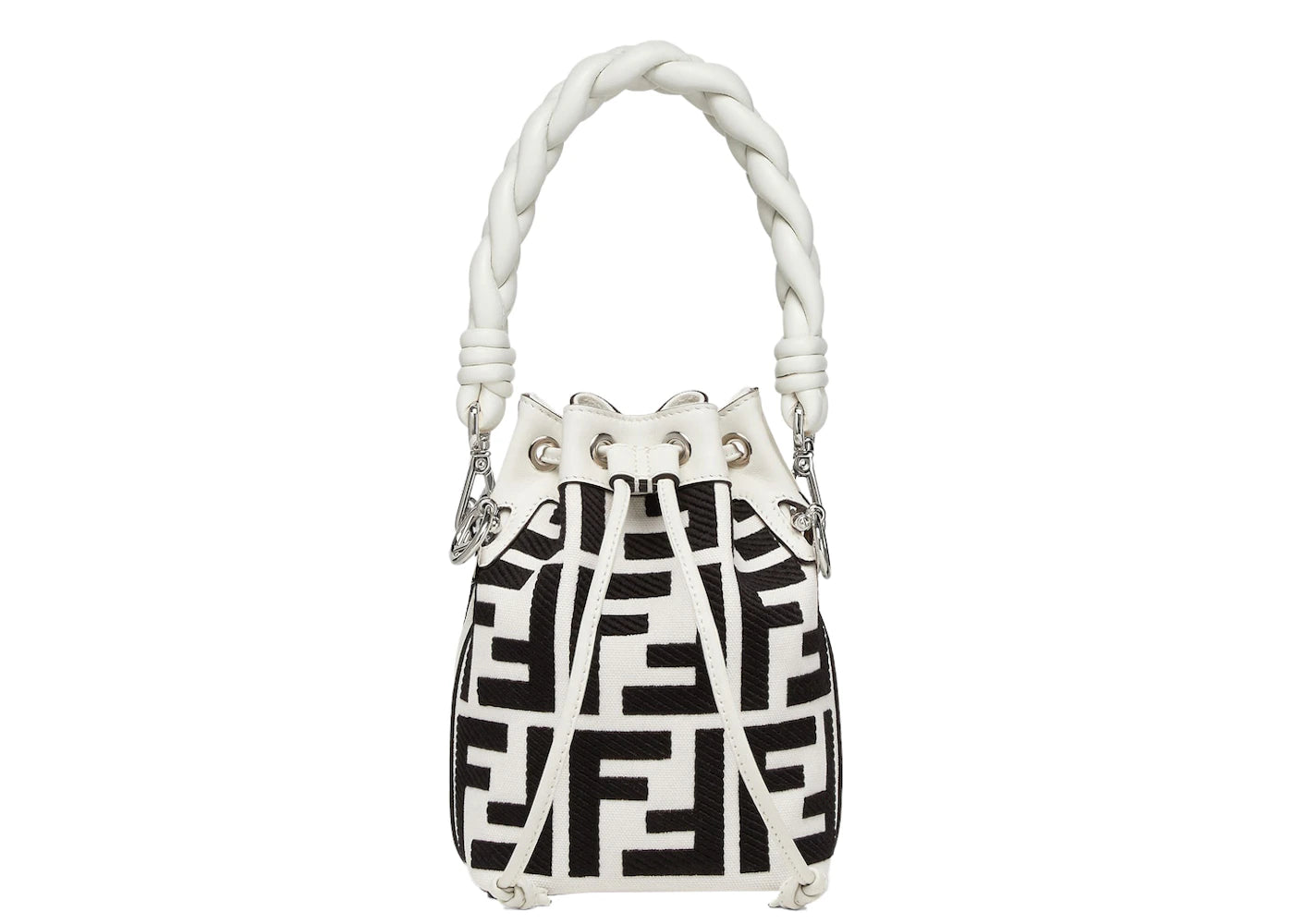 Fendi by Marc Jacobs Mon Tresor Black and White Canvas Mini-Bag with FF Embroidery