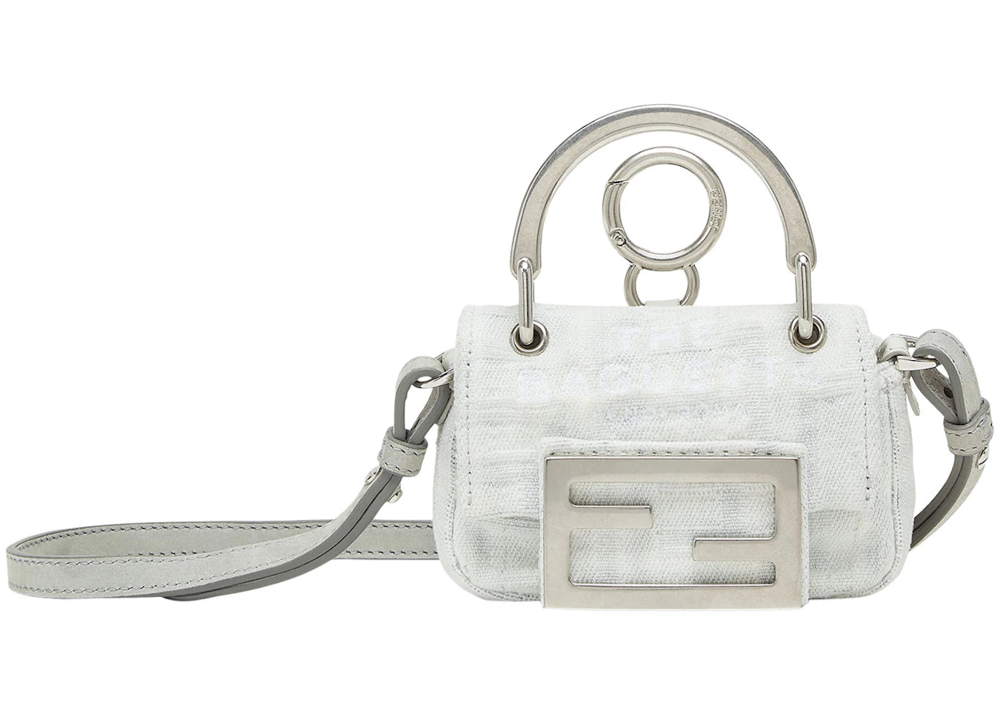 Fendi by Marc Jacobs Nano Baguette Maxi Handle White Denim Mini-Bag