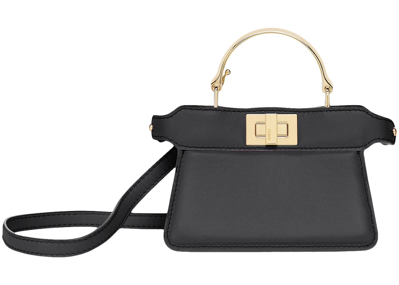 Fendi by Marc Jacobs Nano Peekaboo Maxi Handle Black Nappa Leather Mini Bag