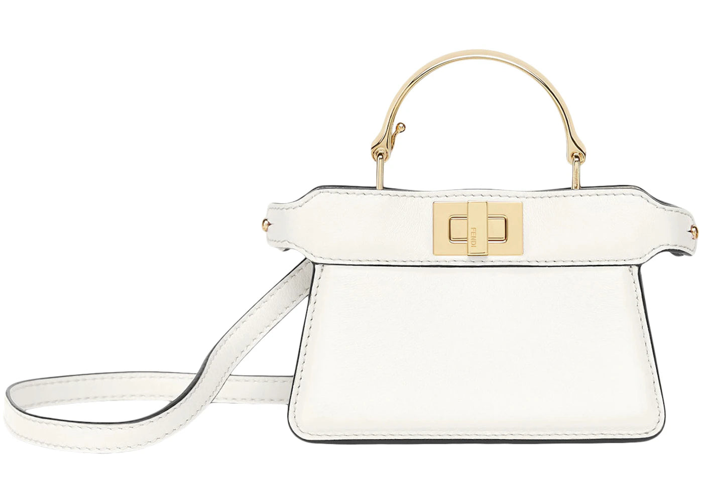 Fendi by Marc Jacobs Nano Peekaboo Maxi Handle White Nappa Leather Mini Bag