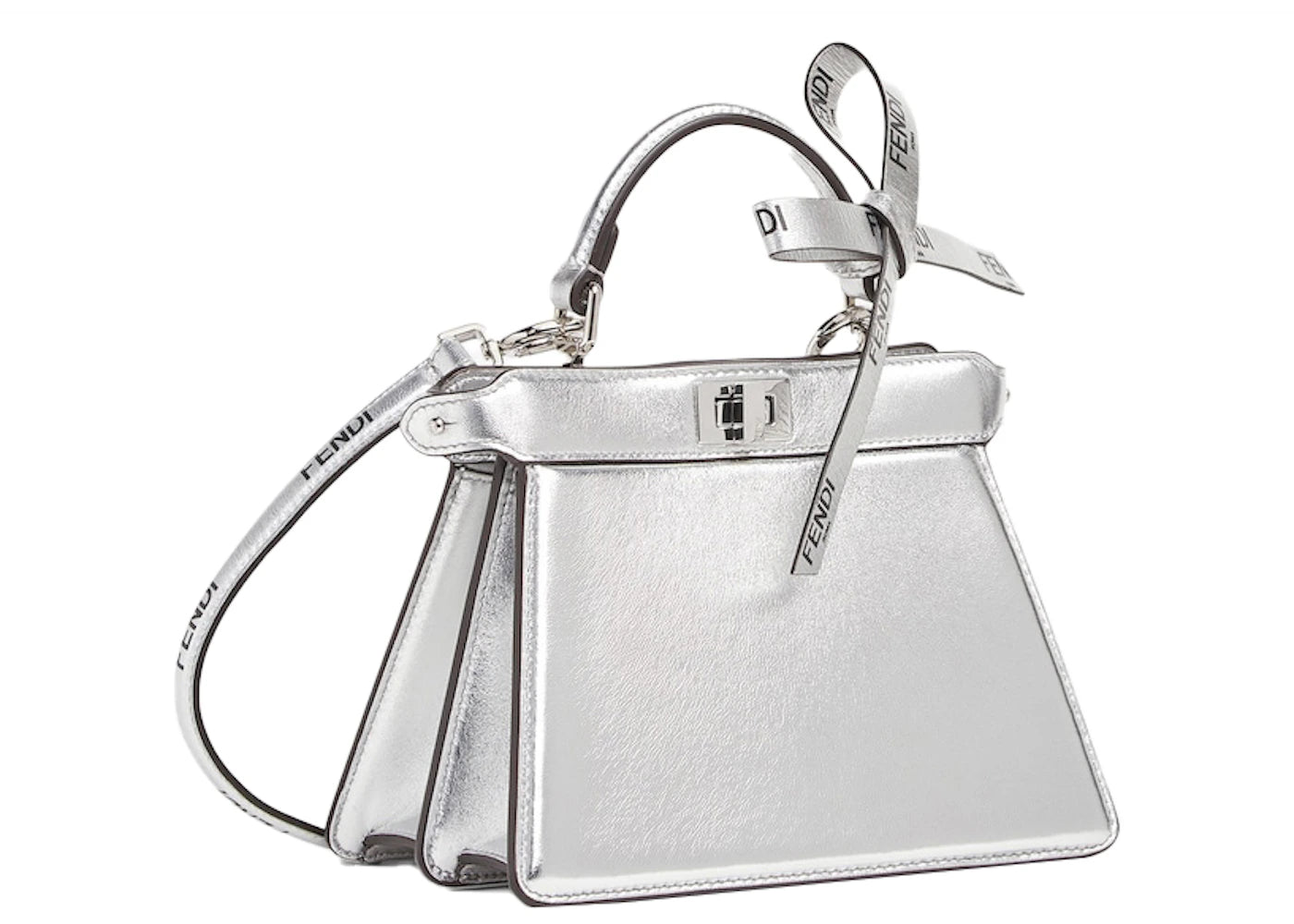 Fendi by Marc Jacobs Peekaboo ISeeU Petite Silver Leather Bag