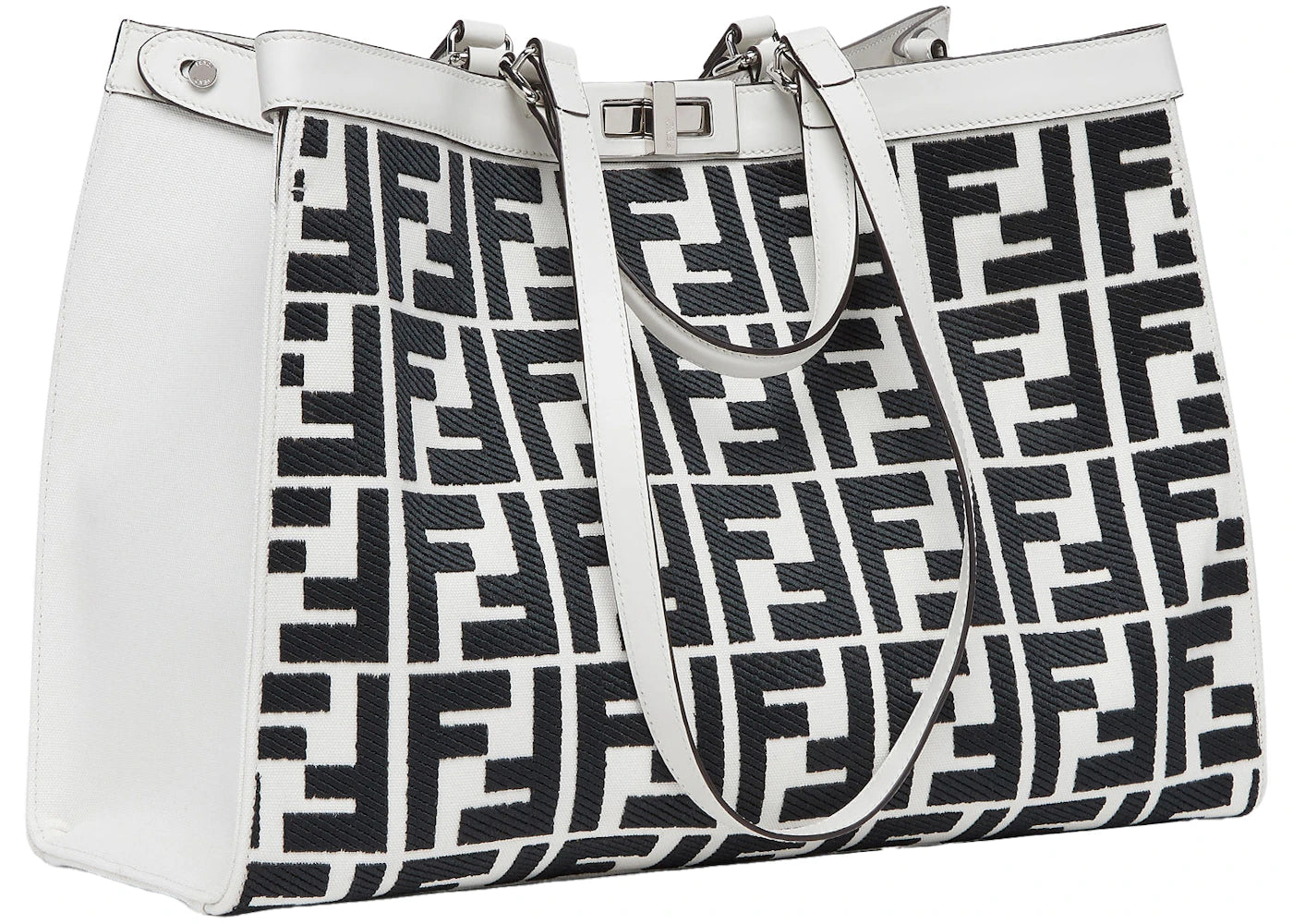 Fendi by Marc Jacobs X-Tote White Canvas Shopper with FF Embroidery