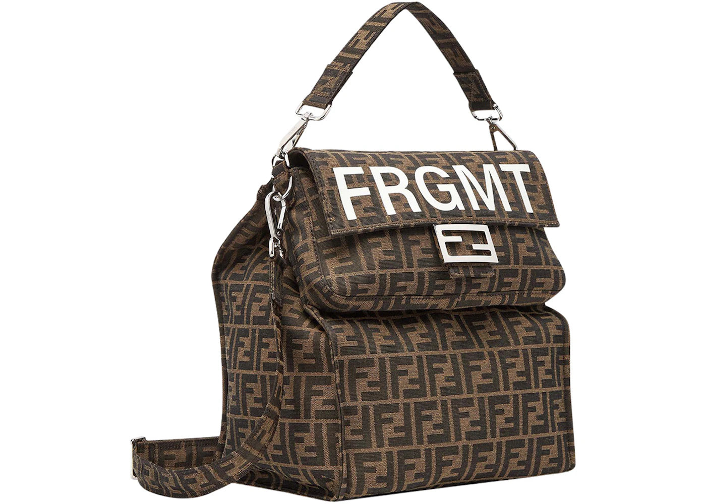 Fendi x FRGMT FF Fabric Bag Baguette Foldable Brown