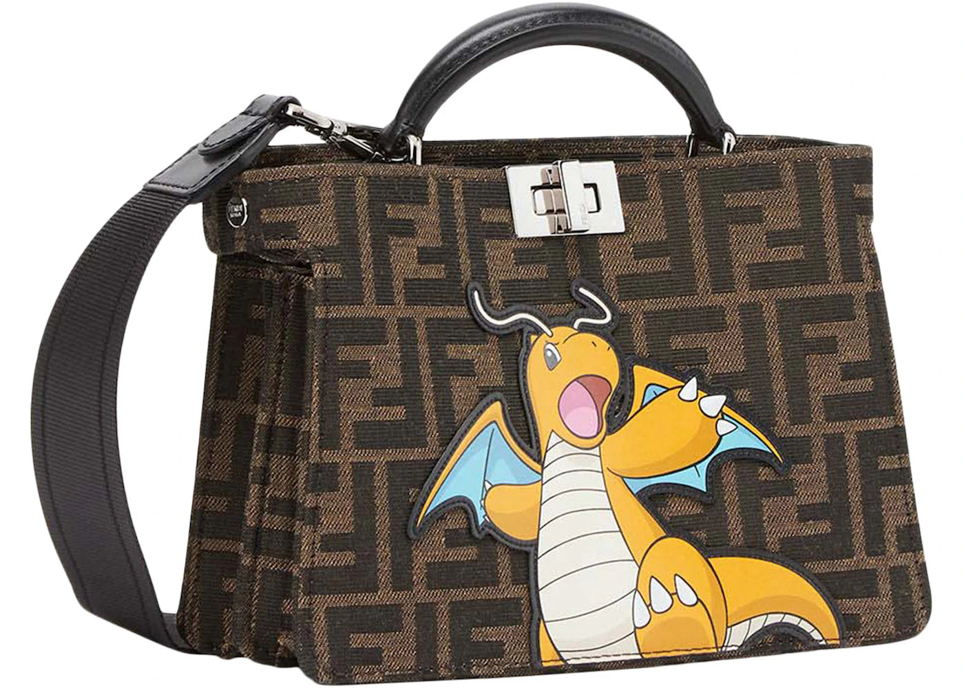 Fendi x FRGMT x Pokemon FF Fabric Bag Peekaboo ISeeU X-Cross Brown