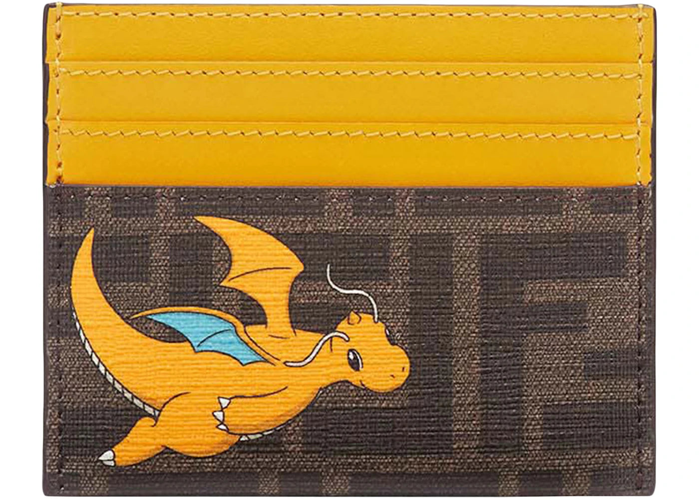 Fendi x FRGMT x Pokemon FF Fabric Card Holder Card Case Brown/Yellow