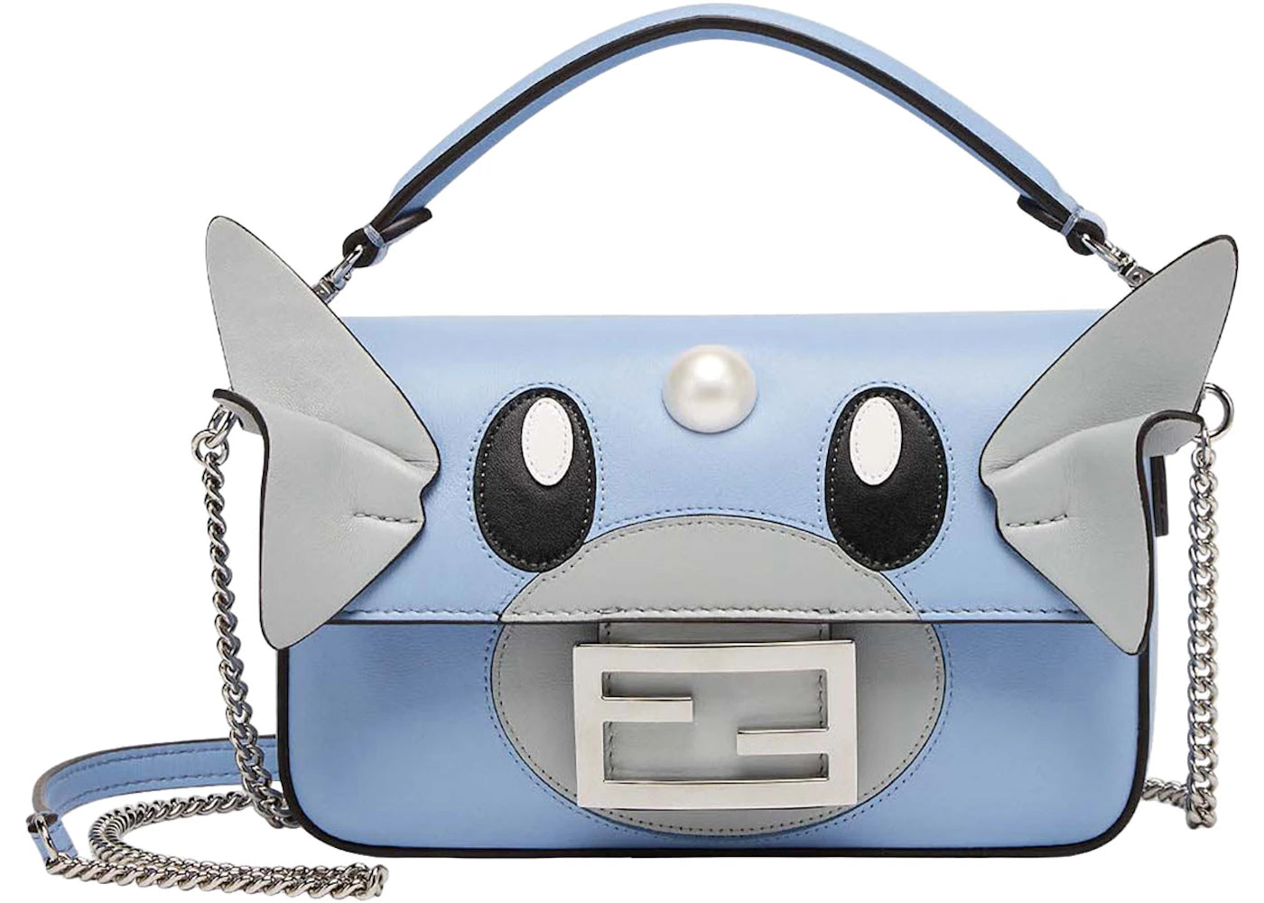 Fendi x FRGMT x Pokemon Nappa Leather Bag Baguette Mini Light Blue