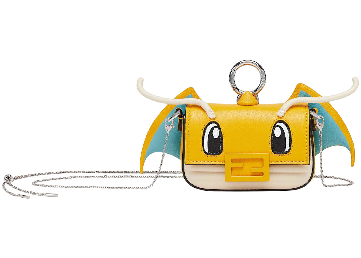 Fendi x FRGMT x Pokemon Nappa Leather Charm Nano Baguette Charm Yellow