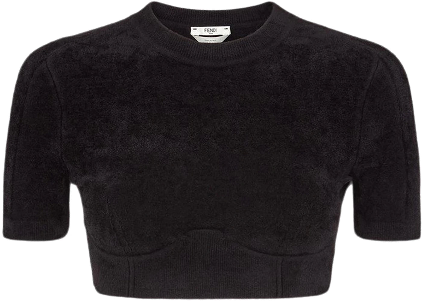 Fendi x SKIMS Velvet Knit Crop Top Black