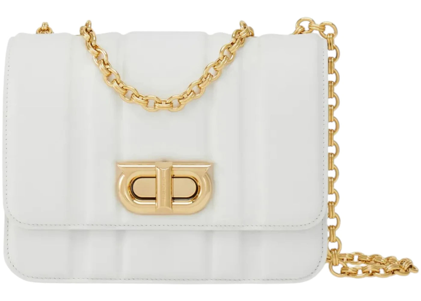 Ferragamo Medium Gancini Leather Shoulder Bag White
