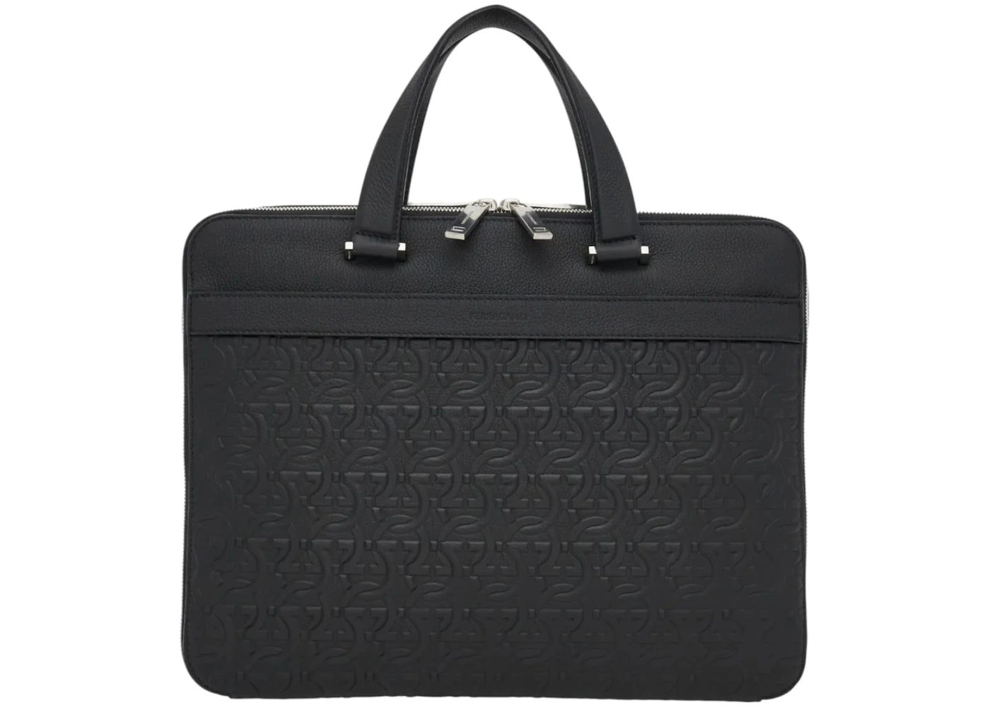 Ferragamo Monogram-Embossed Leather Briefcase Black